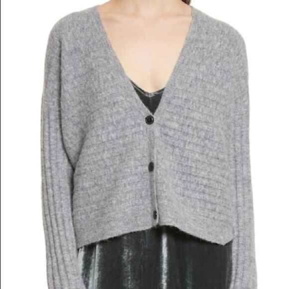 ATM Gray Chenille Cardigan Sweater (H10) - Picture 1 of 6